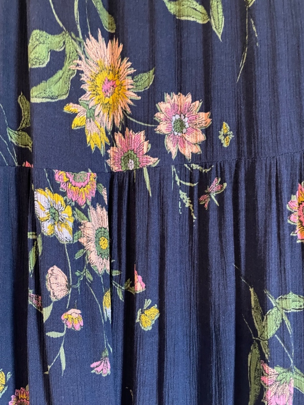Old Navy Boho Cottagecore Peasant Style Whimsical Navy Floral Dress, Size XL - Picture 8 of 13